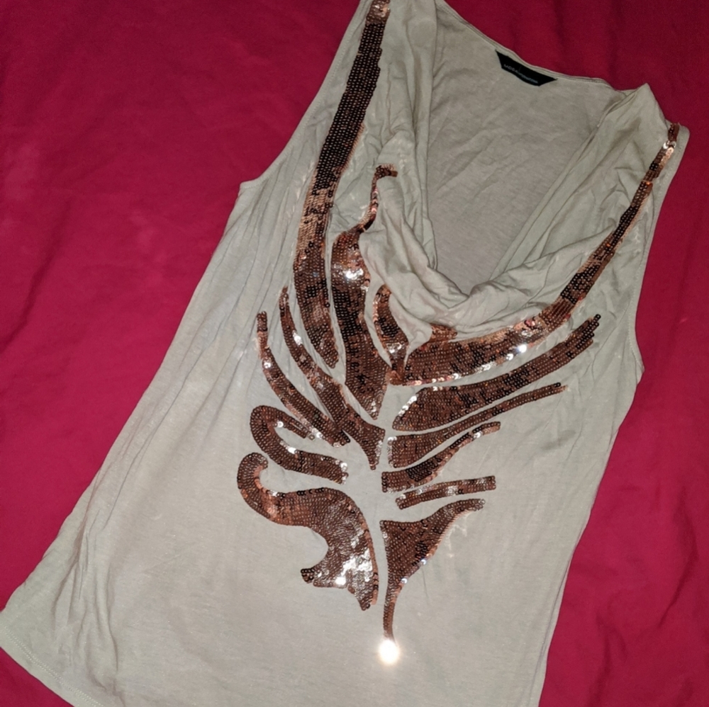 MODA International Draped Sequins Palm Leaf Blouse